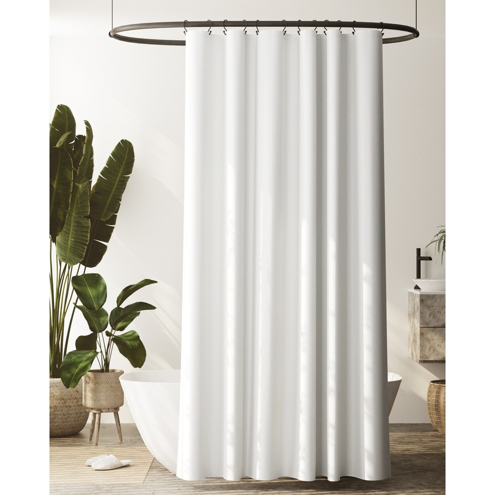 Photos - Shower Curtain Extra Long Waterproof Post Consumer Recycled Cotton Shower Liner White - Z