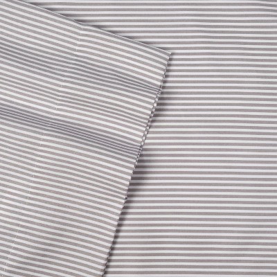 Twin Gray Classic Stripe 6-Piece Microfiber Sheet Set