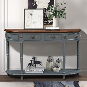 Sapphtopaz TV Stands Retro Arc Shape Storage Cabinet with 2 Tiers Open Shelf Half Moon Entryway Table with 2 Drawers for Living Room, Hallway - 1 of 4