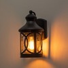 C Cattleya 1-Light Matte Black Outdoor Wall Sconce with Seeded Glass Shade - 3 of 4