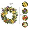 Collections Etc Wild Daisy Floral Twig Wreath 19" x 19" x 4" Multicolored - 3 of 4