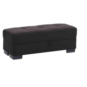 HomeRoots 50" Black and Brown Microfiber Tufted Storage Ottoman - 1 of 4