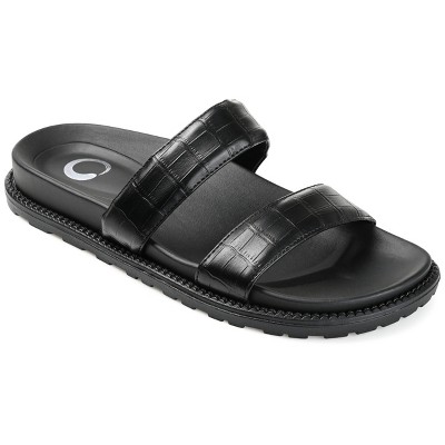 Journee Collection Womens Stellina Slide Flat Sandals Black 6.5