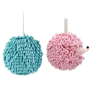 REGALWOVEN 2 Pcs Comfortable Soft Absorbent Chenille Ball Fuzzy Hand Towel for Home Decor - 1 of 4
