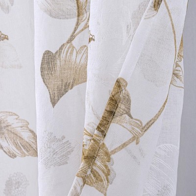 Ellie Taupe Floral Sheer Polyester Grommet Window Panel 54" x 95"