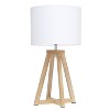 Natural Wood Interlocked Triangular Table Lamp with Fabric Shade - Simple Designs - 3 of 4