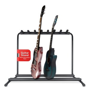 Pyle Multi-Instrument Guitar Stand Rack - Universal Compatibility for Acoustic, Electric & Bass Guitars, Powder-Coated Steel - 1 of 2
