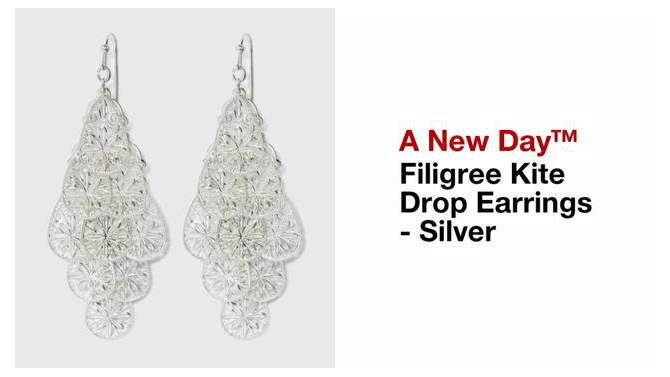 Filigree Kite Drop Earrings - A New Day&#8482; Silver, 2 of 8, play video