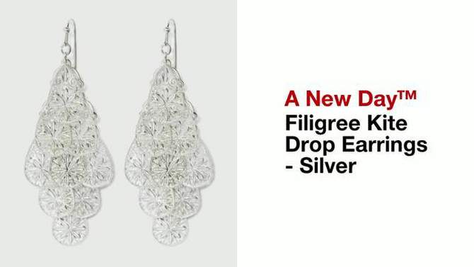 Filigree Kite Drop Earrings - A New Day&#8482; Silver, 2 of 8, play video