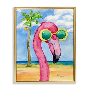 Stupell Industries Looking Good Flamingo Tropical Floating Frame Canvas Art - 1 of 4