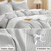 Waffle Weave Duvet Cover Set, King Size, Set of 3, Light Grey, Ultra Soft, Breathable - 3 of 4