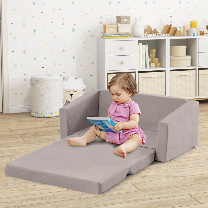 Honeyjoy 2-in-1 Toddler Fold out Couch Children’s Convertible Sofa to Lounger, 5 of 11