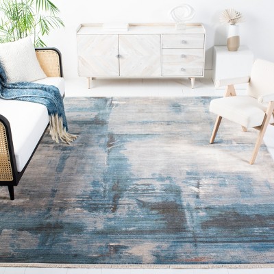 Vintage Blue Rectangular 8' x 10' Synthetic Area Rug