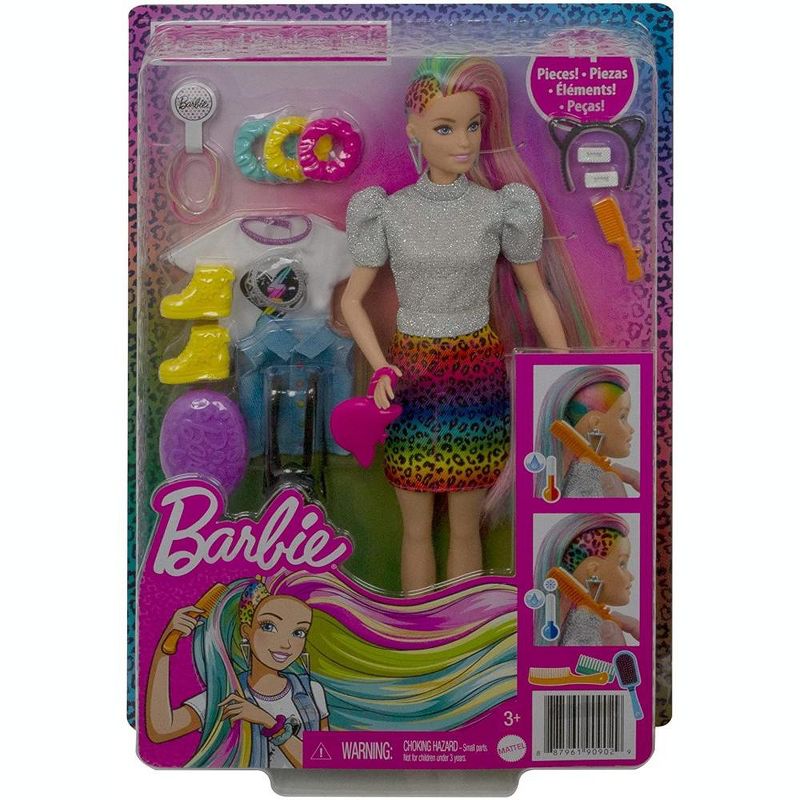 Barbie Leopard Rainbow Hair Doll, 4 of 5