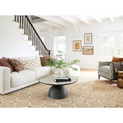 Ivory and Natural Diamond Flat Woven Cotton Rug 2' x 3'