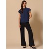 INSPIRE CHIC Women's Work Stand Collar Ruffle Short Sleeve Button Down Shirts - 3 of 4