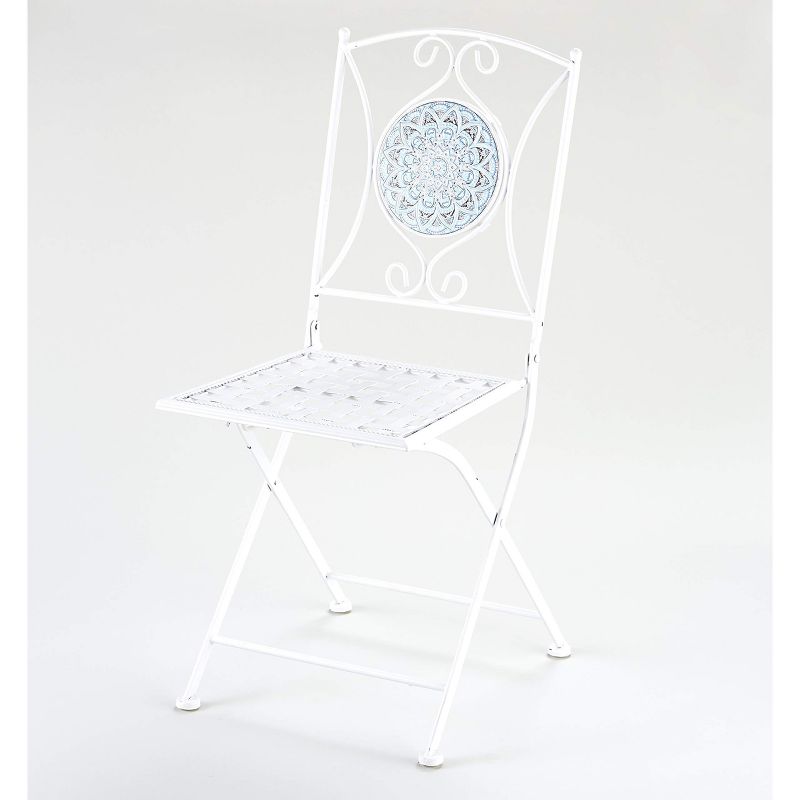 The Lakeside Collection Metal Folding Patio Chair with Decorative Tile Mosaic, 4 of 6