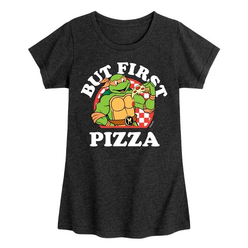 Girls' - Teenage Mutant Ninja Turtles - But First Pizza Fitted Short Sleeve Graphic T-Shirt - image 1 of 4