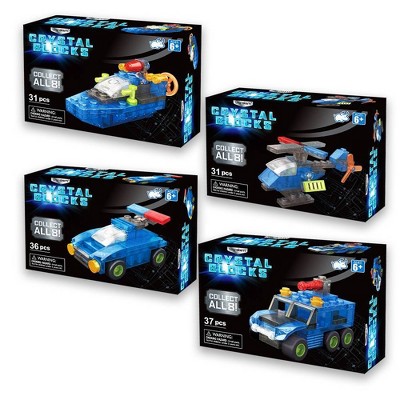 Brainstem Crystal Blocks Bundle - Boat Police Car Helicopter & Firetruck