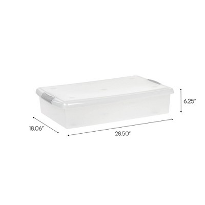 Clear 40qt Stackable Plastic Underbed Storage Box with Lid