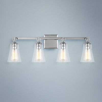 Elegant Chrome 4-Light Vanity Bath Fixture with Clear Seeded Glass