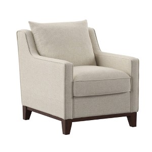 Madge Tweed Accent Chair Oatmeal - Inspire Q: Upholstered Occasional Reading Wingback for Living Room - 1 of 4