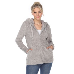 Women's Hooded High Pile Fleece Jacket - White Mark - 1 of 4