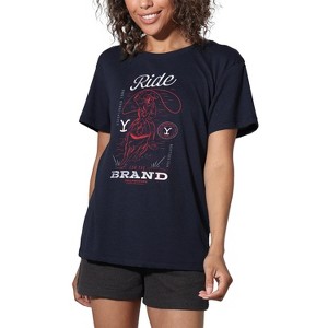 Women's Yellowstone ride For The Brand Cowboy Loose T-Shirt Navy - 1 of 4