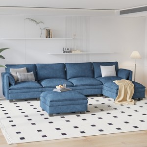 TiramisuBest Sofas 2/4/6 Seater Comfy Couch Mid Century Modern Pocket Spring Solid Wood Frame for Apartment Bedroom - 1 of 4