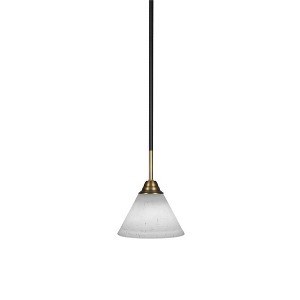 Toltec Lighting Paramount 1 - Light Pendant in  Matte Black/Brass with 7" White Muslin Shade - 1 of 1
