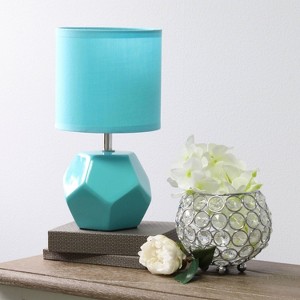 Simple Designs 10.24" Round Geometric Prism Mini Table Lamp with Matching Fabric Shade - 1 of 4