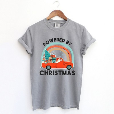 Simply Sage Market Women's Powered By Christmas Short Sleeve Garment Dyed Tee