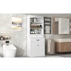 Ridstar 78.7 in. H White Bathroom Cabinet with Two Doors, Drawers, Adjustable Shelf & Three Open Shelves - 2 of 4