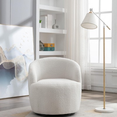 360° Swivel Chair, Soft Touch Modern Teddy Tiny Upholstered Barrel Varity Sofa for Living Room, Bedroom, Indoor Furniture - The Pop Home