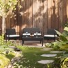 Brown 4-Piece Wicker Patio Conversation Set with White Cushions - 4 of 4