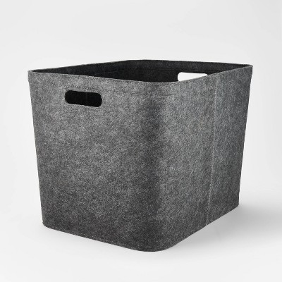 14" x 15" Large Felt Basket with Stitching Dark Gray - Brightroom™