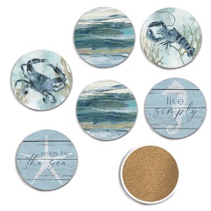 Courtside Market Seascape 4x4 6-Piece Coaster Set - 1 of 2