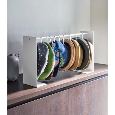 White Adjustable Steel Hat Hanging Organizer with Hooks