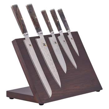 Knife Set Art and Cook 6-Piece Ash Wood Knife Set with Magnetic Block
