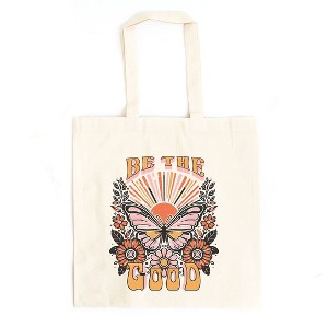 City Creek Prints Be The Good Retro Canvas Tote Bag - 15x16 - Natural - 1 of 2