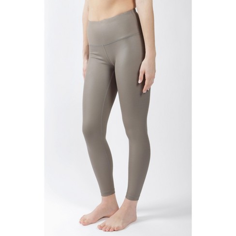 90 Degree By Reflex Interlink Faux Leather High Waist Cire Ankle Legging -  Night Sage - Large : Target