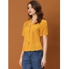 Allegra K Women's Heart-Shaped Polka Dots V Neck Short Sleeve Button Down Vintage Blouse - 2 of 4
