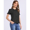 INSPIRE CHIC Women's Elegant Puff Sleeve Polka Dots Peter Pan Collar Vintage Shirt Top - 2 of 4