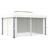 vidaXL Gazebo with Curtain 13.1'x9.8' Cream White Aluminum - 3 of 4