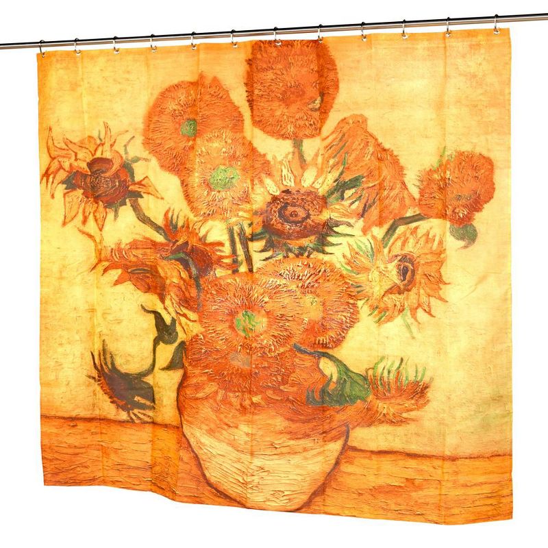 Carnation Home Fashions "Sunflowers" Museum Collection 100% Polyester Fabric Shower Curtain - Multi 70x72", 1 of 4