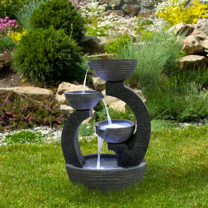 Northlight Lighted Three-tier Outdoor Garden Water Fountain - 31.5" - Black, 2 of 8