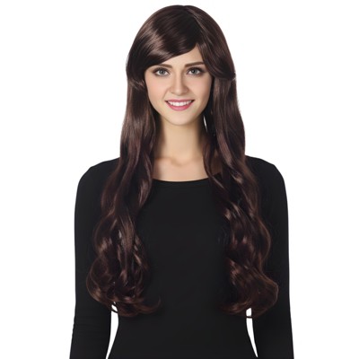 Parrucca Marrone Adulta Bee Cee Brown Con 2 Codine A Osso, Per Halloween E Costumi, Taglia Unica
