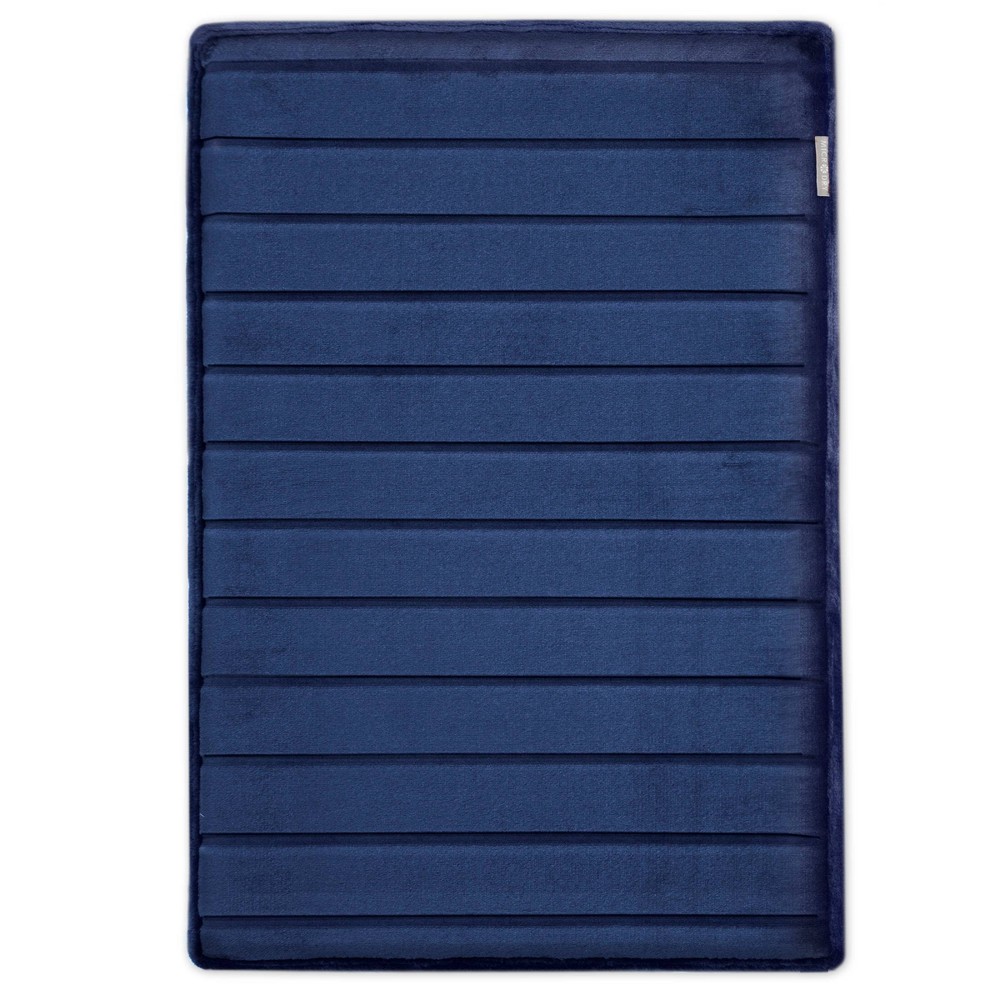 Photos - Bath Mat 17"x24" MICRODRY Modern SoftLux Quilted Striped Memory Foam /Runne