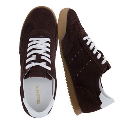 CUSHIONAIRE Tick Tock Women's Genuine Leather Lace-Up Casual Sneaker – Retro-Inspired Walking Shoe with Gum Rubber Outsole, Cushioned Arch Support