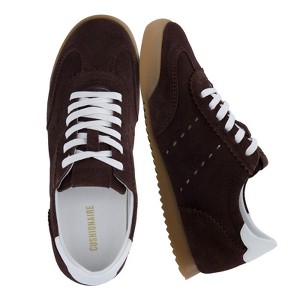 CUSHIONAIRE Tick Tock Women's Genuine Leather Lace-Up Casual Sneaker – Retro-Inspired Walking Shoe with Gum Rubber Outsole, Cushioned Arch Support - 1 of 4